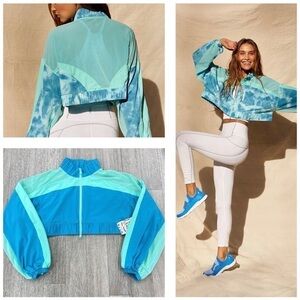 Free People FP Movement Cropped Endless Sunshine Jacket NWT Solid Blue Size XS